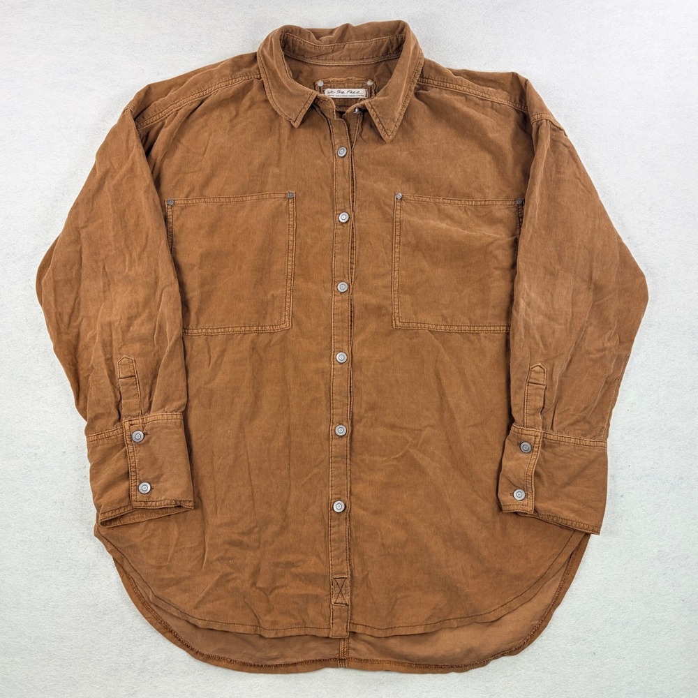 Free People We The Free Brown Corduroy Oversized Button Down Shirt Medium
